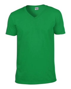 Tricou bumbac barbati v-neck verde irish  Gildan softstyle 64V00