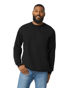 Tricou negru bumbac unisex cu maneca lunga - Gildan Ultra Cotton - S, M, L, XL, XXL -