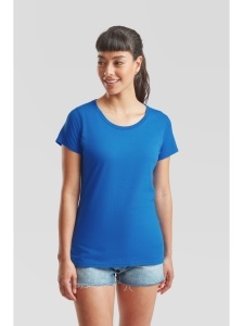 Tricou la baza gatului bumbac pentru femei albastru royal Fruit of the Loom Value Weight