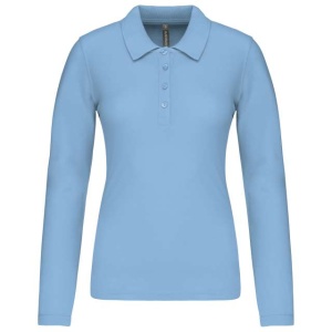 Tricou bumbac dama polo cu maneca lunga Kariban bleo / albastru sky - ADOR.ro