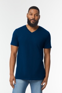 Tricou bumbac barbati v-neck bleumaren navy Gildan softstyle 64V00