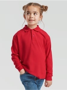 Tricou polo cu maneca lunga rosu copii Fruit of the Loom