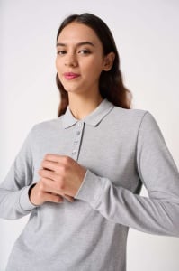TRICOU cu maneca lunga dama polo IdealBasic alb - Img 3