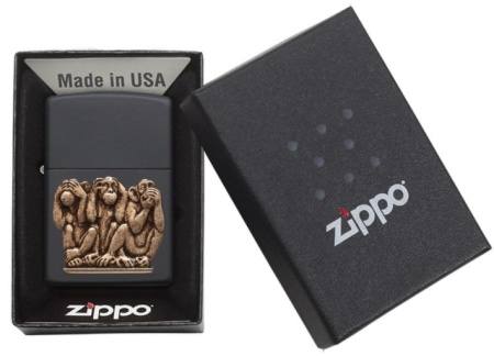 Зажигалка Zippo 29409 Три обезьяны Emblem Design - Img 4