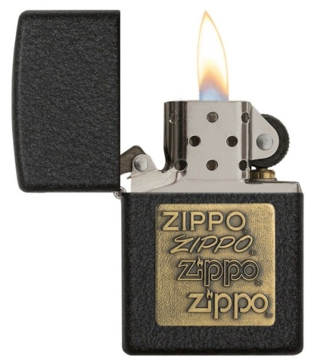 Зажигалка Zippo 362 Black Crackle Gold Logo - Img 2