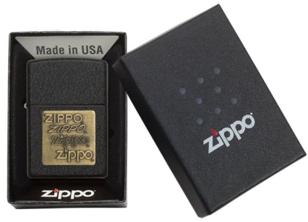 Зажигалка Zippo 362 Black Crackle Gold Logo - Img 3