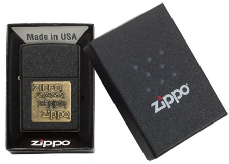 Зажигалка Zippo 362 Black Crackle Gold Logo - Img 3