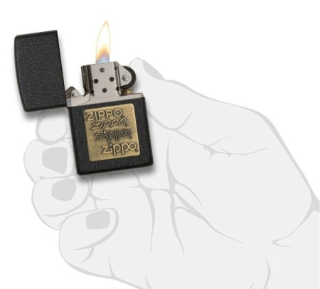 Зажигалка Zippo 362 Black Crackle Gold Logo - Img 4
