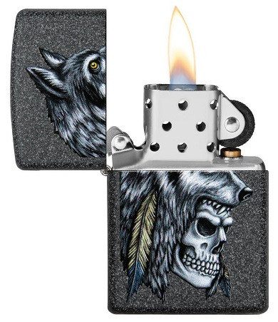 Зажигалка Zippo 29863 Wolf Skull Feather - Img 2