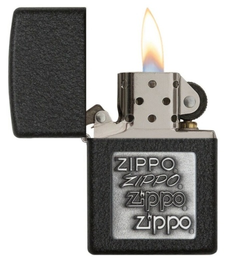 Зажигалка Zippo 363 Black Crackle Silver Logo - Img 2