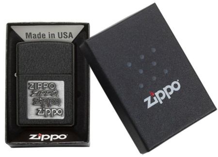 Зажигалка Zippo 363 Black Crackle Silver Logo - Img 3