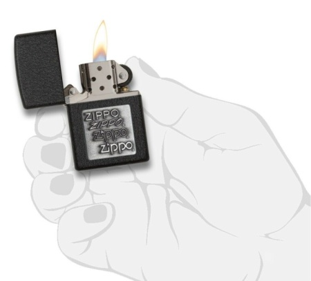 Зажигалка Zippo 363 Black Crackle Silver Logo - Img 4