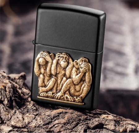 Зажигалка Zippo 29409 Три обезьяны Emblem Design - Img 2