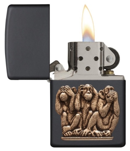 Зажигалка Zippo 29409 Три обезьяны Emblem Design - Img 3