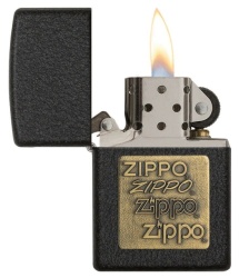 Зажигалка Zippo 362 Black Crackle Gold Logo