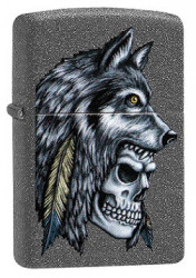 Зажигалка Zippo 29863 Wolf Skull Feather