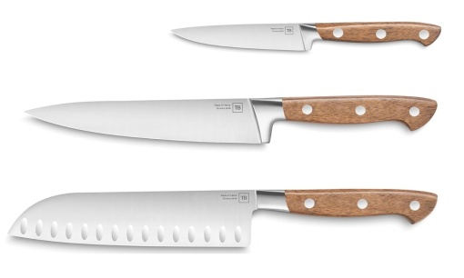 Set 3 cutite bucatarie Georges maner lemn de nuc- TB Groupe