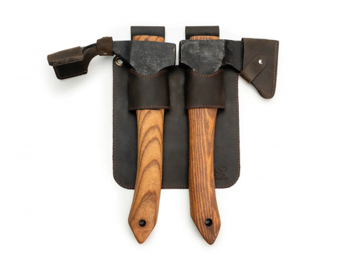 Set-AX1/AX2 Set topor si tesla cioplire lemn AX1 si AX2 cu teaca din piele, BeaverCraft
