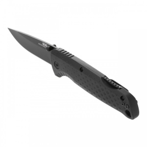 Cutit pliabil SOG Adventurer LB Blackout 13-11-01-43, lama Drop Point CRYO 5Cr15MoV Black TiNi, Lockback, maner GRN Black, EDC Outdoor - Img 2