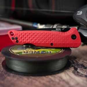 Cutit pliabil SOG Adventurer LB Red Black 13-11-07-43, lama Drop Point 5Cr15MoV Satin, Lockback, maner GRN Red & Black, EDC Outdoor - Img 8