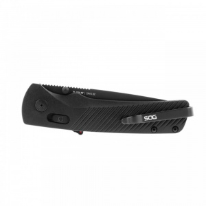 Cutit pliabil SOG Flash AT Blackout Serrated 11-18-02-41, lama Drop Point partial zimtata CRYO D2 Black TiNi, deschidere asistata S.A.T., AT-XR Lock, maner GRN Black - Img 4