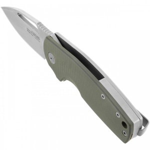 Cutit pliabil SOG Stout FLK OD Stonewash 14-03-01-57, lama Clip Point CRYO D2 Stonewashed, Frame Lock, deschidere Flipper, maner G10 Olive Drab, EDC - Img 3
