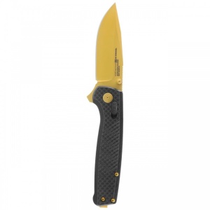 Cutit pliabil SOG Terminus XR LTE Gold TM1033-BX, lama Drop Point CPM S35VN TiNi Gold, XR Lock, Flipper, maner Carbon Fiber, EDC Premium - Img 2