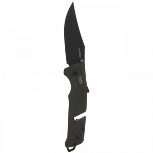 Cutit pliabil SOG Trident AT Olive Drab 11-12-03-41, lama Drop Point CRYO D2 Black TiNi, deschidere asistata S.A.T., AT-XR Lock, taietor de centura, spargator de geam, maner GRN Olive Drab - Img 8