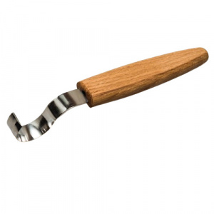 SK2SOak Cutit de cioplit linguri 30mm, cu maner de stejar si teaca de piele, BeaverCraft