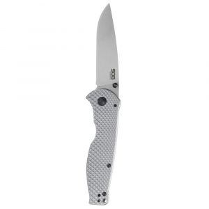 Cutit pliabil SOG Flash FL 14-18-01-57, lama Drop Point 8Cr13MoV, Frame Lock, maner integral din otel inoxidabil, EDC Folder - Img 6