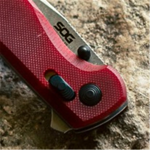 Cutit pliabil SOG Terminus XR G10 Crimson, lama D2 Black TiNi, XR Lock, maner G10 rosu, Flipper EDC - Img 8
