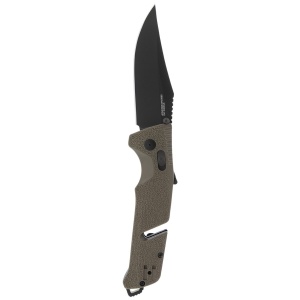 Cutit pliabil SOG Trident AT FDE Tanto 11-12-12-41, lama Tanto CRYO D2 Black TiNi, deschidere asistata S.A.T., AT-XR Lock, taietor de centura, spargator geam, maner GRN Flat Dark Earth - Img 3
