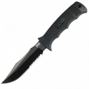 Cutit tactic SOG SEAL Pup Elite Black TiNi, otel AUS-8, lama partial zimtata 123 mm - Img 3