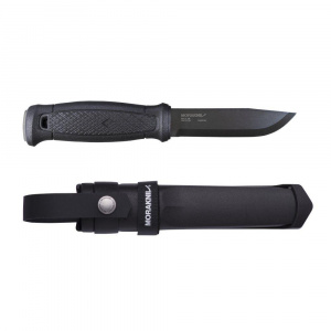 Kit Cutit Full-Tang Morakniv Garberg CARBON Multimount, Teaca si maner Polimer negru, pentru Bushcraft si Outdoor