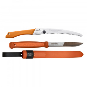 Set Cutit Morakniv Kansbol ORANGE Si Fierastrau pliabil bushcraft, camping Silky Gomboy curbat 240mm cu 8dinti, 30mm