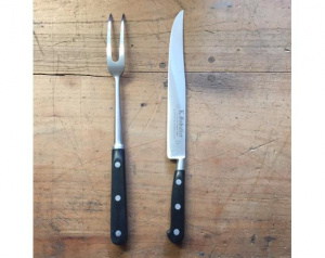 1110SERVDECBBQ Set cutit si furculita curbata- speciale pentru gratar, lungime 23cm, Sabatier Authentique - Img 1
