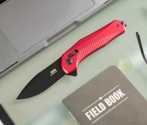 Cutit pliabil SOG Diverge XR Drop Point Dark Red Black 12-02-06-43, lama Drop Point D2 Stonewashed, XR Lock, deschidere Flipper, maner GRN Dark Red & Black, EDC Outdoor - Img 8