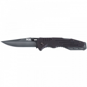 Cutit pliabil SOG Salute Black FF11-CP, lama 8Cr13MoV Black Oxide, Lockback, maner G10, EDC Tactical Folder