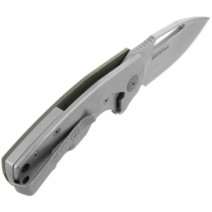 Cutit pliabil SOG Stout FLK OD Stonewash 14-03-01-57, lama Clip Point CRYO D2 Stonewashed, Frame Lock, deschidere Flipper, maner G10 Olive Drab, EDC - Img 5