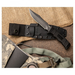 Cutit tactic SOG SEAL Pup Black, otel AUS-8, lama partial zimtata 120 mm - Img 12