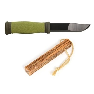 Pachet promo Cutit bushcraft Morakniv 2000 (S) Green Black Edition si Iasca Tinder-on-a-Rope, Light My Fire