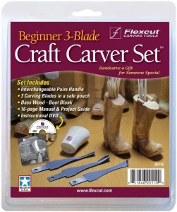 Set pentru incepatori Craft Carver cu 3 dalti pentru sculptura, Flexcut