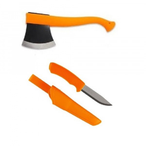 Set topor si Cutit bushcraft orange, Morakniv