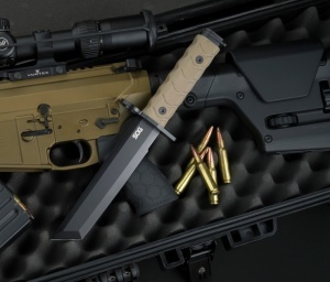 Baioneta tactica SOG BAR15T Tanto Bayonet FDE, otel AUS-8, lama 180 mm - Img 12
