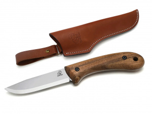 BSH2 Glacier Cutit bushcraft din otel carbon cu maner de nuc si teaca piele, BeaverCraft