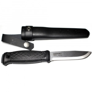 Cutit Full-Tang Morakniv Garberg INOX, Teaca piele si maner Polimer negru, pentru Bushcraft si Outdoor