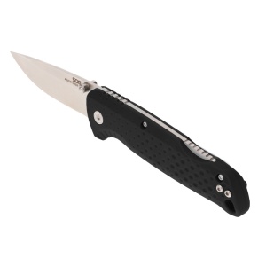 Cutit pliabil SOG Adventurer LB Black Satin 13-11-08-43, lama Drop Point 5Cr15MoV Satin, Lockback, maner GRN Black, EDC Outdoor