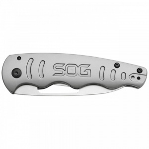 Cutit pliabil SOG Escape FL 14-52-01-57, lama Drop Point 8Cr13MoV, Frame Lock, maner din otel inoxidabil, EDC Rescue Folder - Img 2