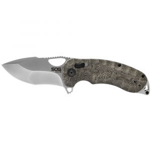 Cutit pliabil SOG Kiku XR Satin, lama CTS XHP, XR Lock, maner Micarta, design Kiku Matsuda