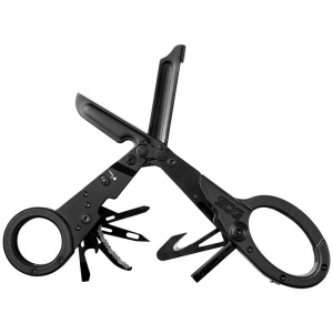 Foarfeca multifunctionala SOG ParaShears Black, 11 functii, Compound Leverage, foarfeca medicala de salvare cu husa nylon